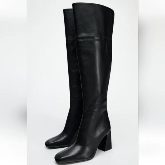 ZARA OVER-THE-KNEE HEELED BOOTS - Picture 1 of 6